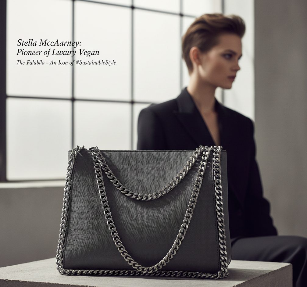 A luxury Stella McCartney Falabella bag featuring the signature chain trim and sophisticated recycled polyester material.