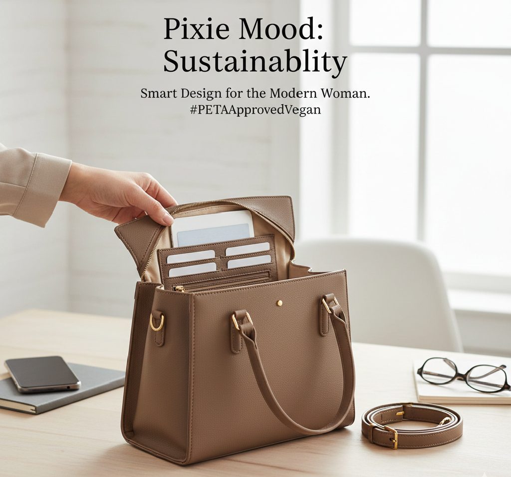 Functional Pixie Mood vegan leather bag featuring built-in card slots and adjustable straps for the modern woman.