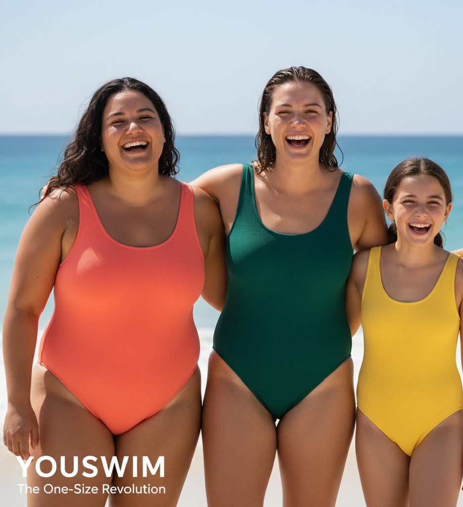YouSwim one-size-fits-all swimsuit that stretches to fit seven sizes, reducing fashion waste.