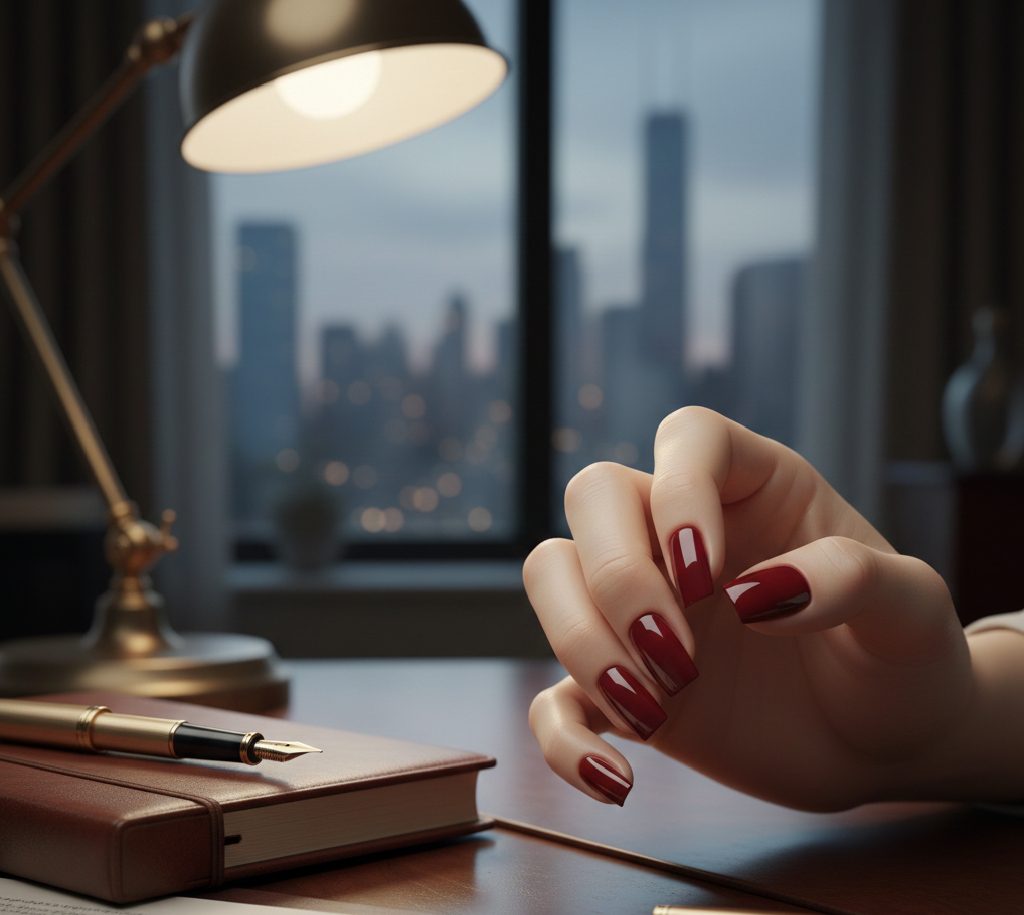 Sophisticated tapered square nails featuring slightly pulled-in sides and a polished, professional finish—the "Old Money" aesthetic favorite.