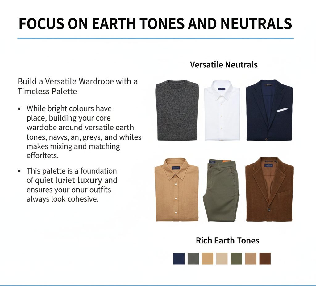 An outfit coordinated in beige, olive green, and brown earth tones for a cohesive look.