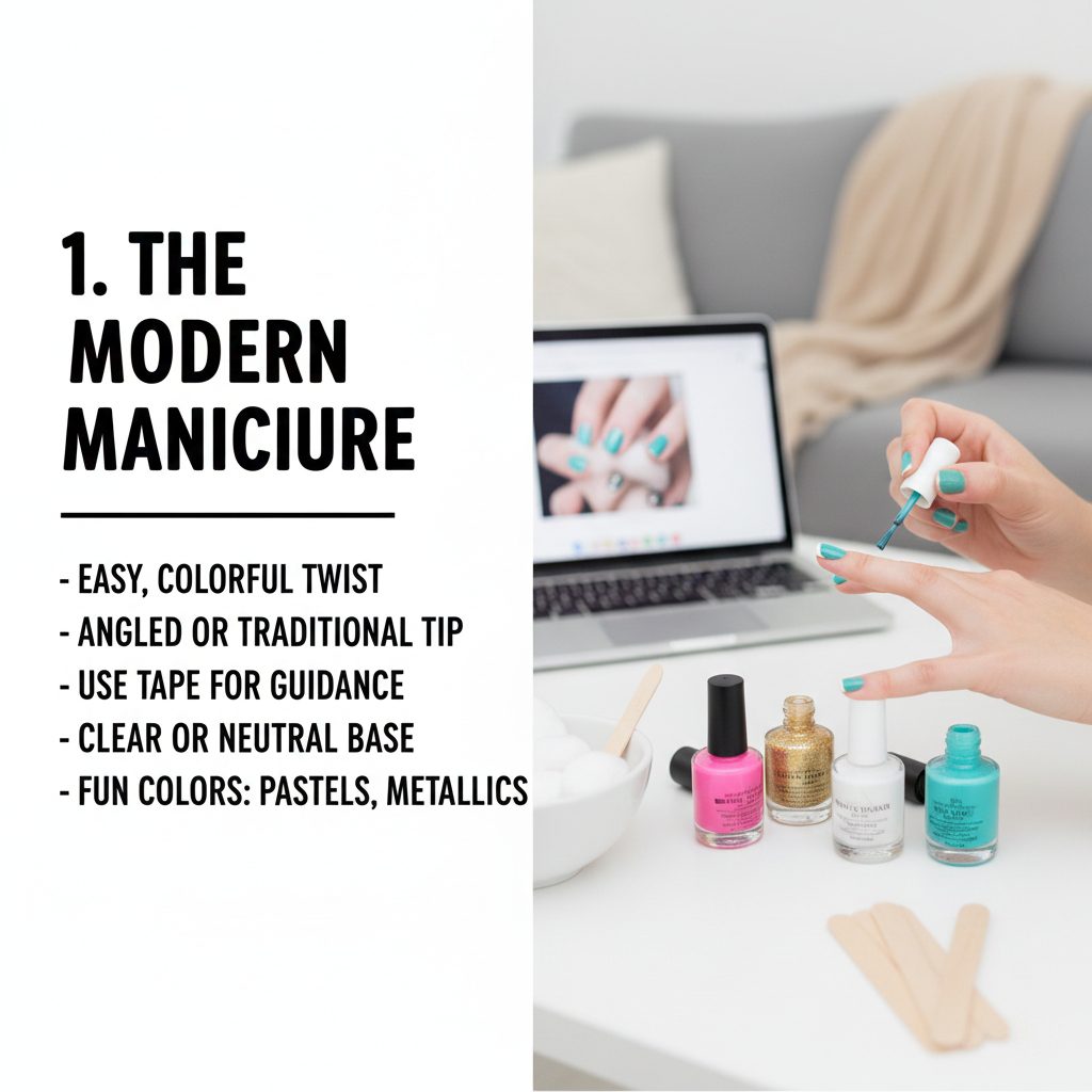 Close-up of almond-shaped nails with pastel blue modern French tips on a neutral base.