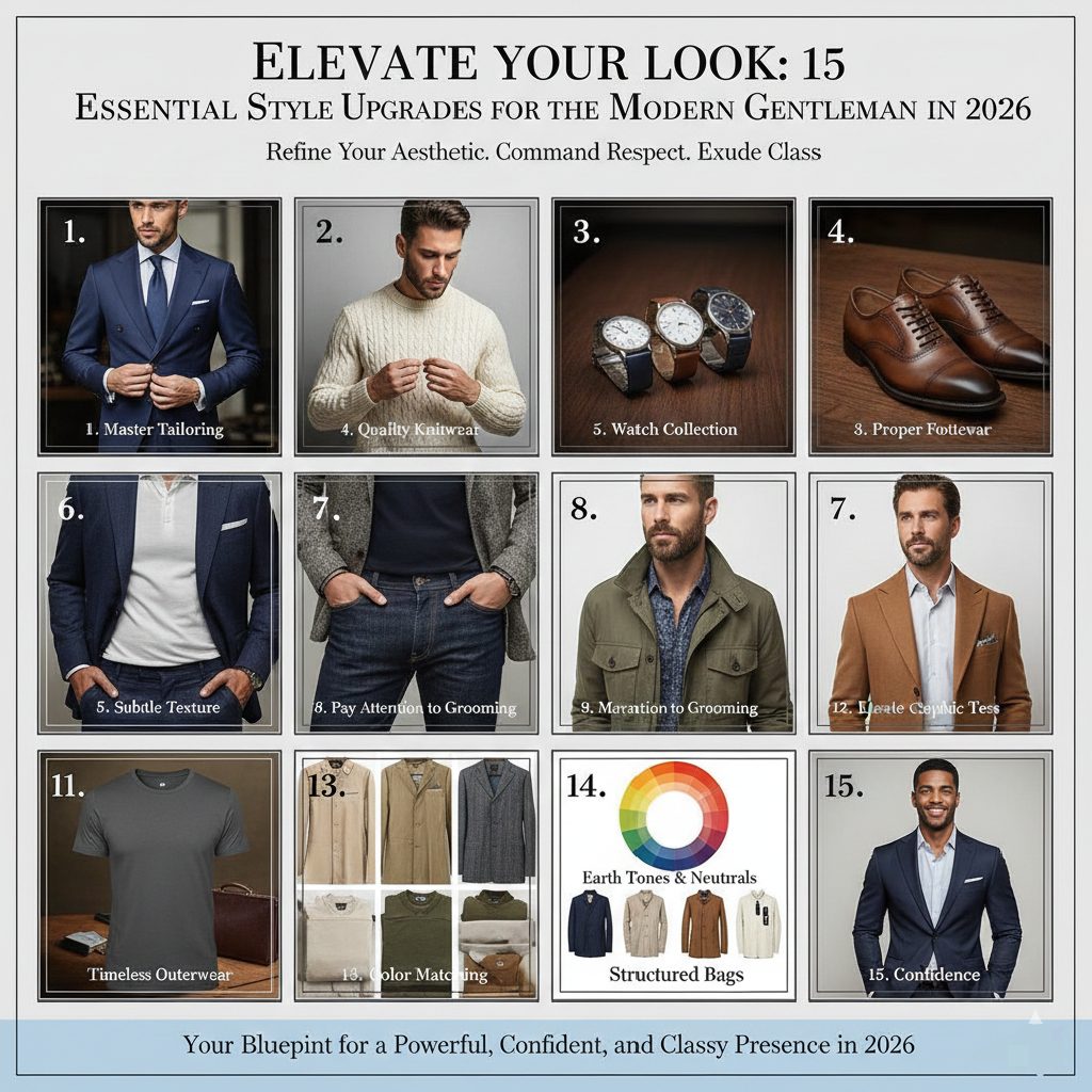 A sophisticated modern gentleman in a tailored neutral-toned outfit, showcasing polished style with a luxury watch and layered high-quality fabrics.