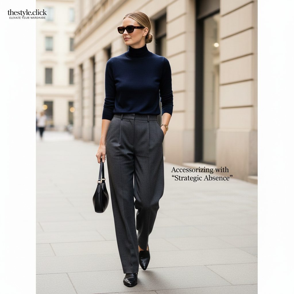 Close-up of a woman with a sleek low chignon bun, wearing tortoiseshell oval sunglasses and a simple gold band.
