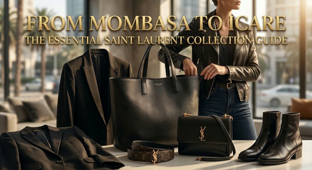 Saint Laurent fashion collection essentials featuring Icare bag and tailored blazer for a professional wardrobe