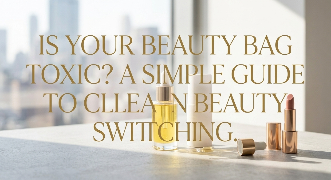 Editorial shot featuring premium clean beauty products for a non-toxic skincare routine.